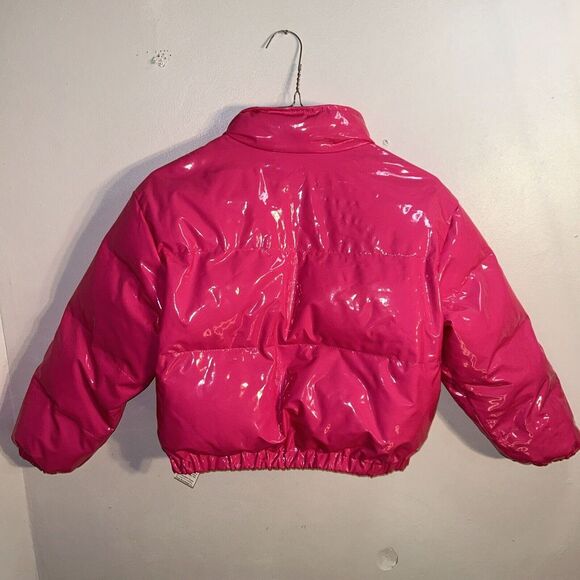 SHEIN Girls 8Y Pink Puffy Shiny Coat Zip Buttons NonHooded - Picture 5 of 5